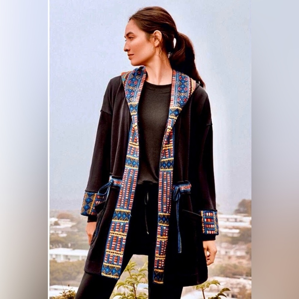 JOHNNY WAS Embroidered TIA Hooded Anorak Coat XL